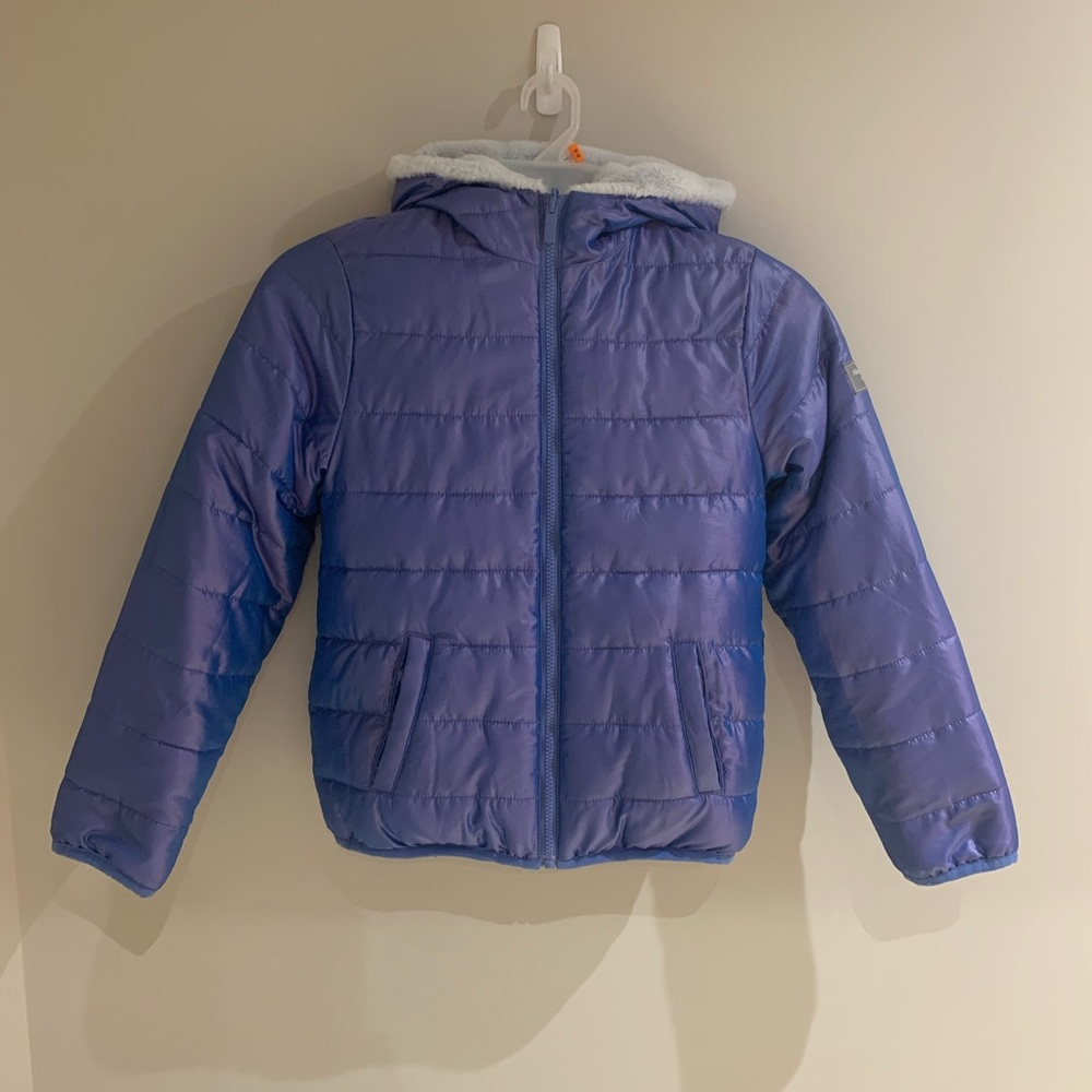 Abercrombie and Kids hooded reversible faux fur puffer jacket. Girls Size 11-12